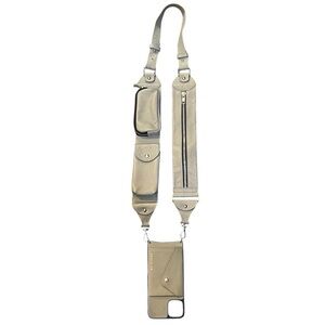 Bandolier Leather Billie Utility Crossbody & Case Greige/Silver iPhone 12/12 Pro